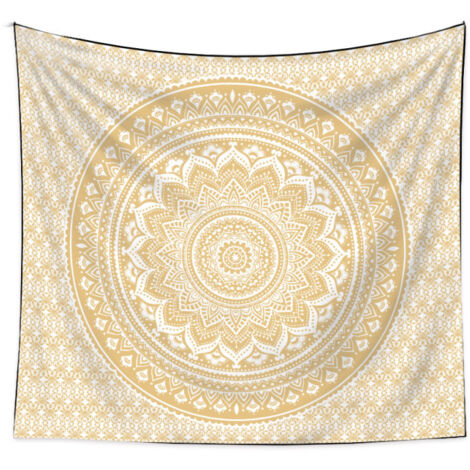 tapisserie murale de 180 cm x 230 cm, style bohème, motif mandala floral, à suspendre au mur. (1/5)