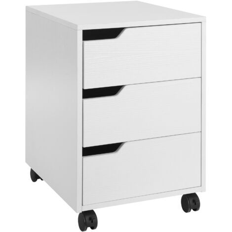 Classeur mobile à 3 tiroirs, classeur vertical à roulettes pour bureau à domicile, blanc (1/5)