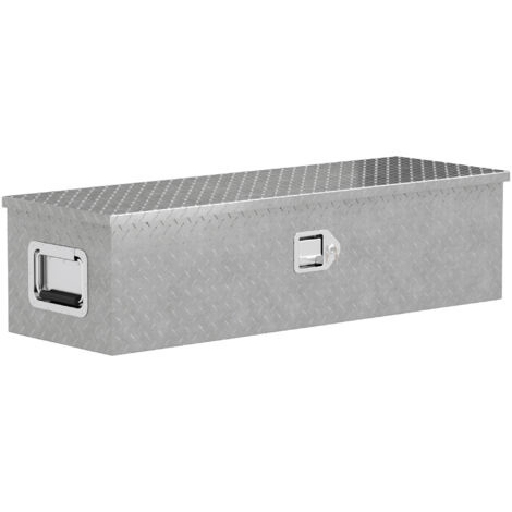 Coffre à outils pour remorque, coffre de rangement en aluminium, poignées larges et antidérapantes, 99 x 33 x 25,5 cm, argent (1/5)