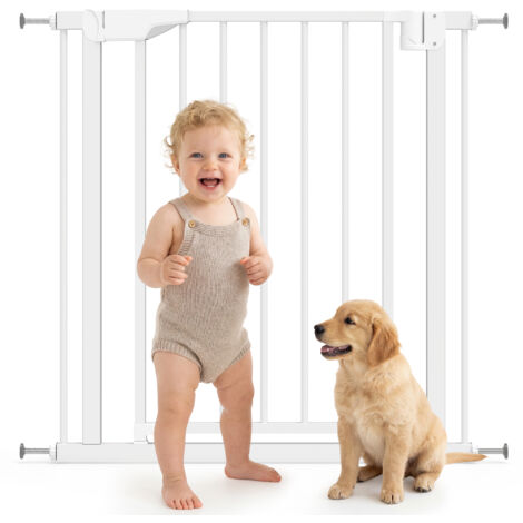 Barrière de sécurité pour enfants et animaux, fermeture automatique et fixation par pression, 76-82 x 76 cm, blanche