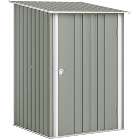 Armoire à outils de jardin en acier galvanisé avec porte, 100 x 104 x 160 cm, gris clair