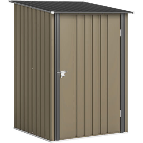 Abri de jardin en acier galvanisé avec porte, 100x104x160 cm, marron et gris foncé. (1/5)