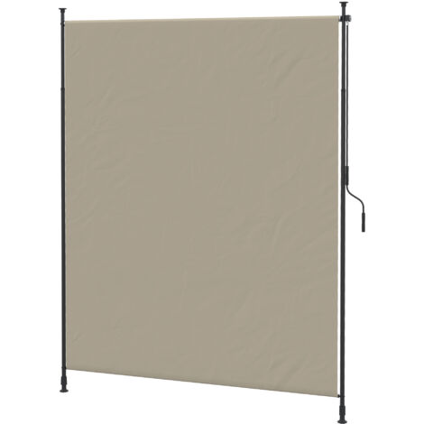 Store latéral, installation sans perçage, hauteur réglable, avec manivelle, structure métallique, couleur sable, 2 x 2,15 - 3,05 m (1/5)