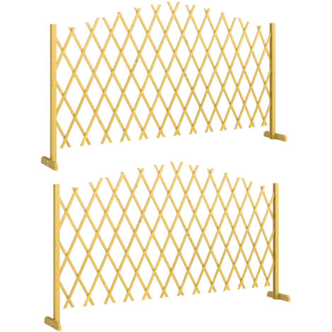 Lot de 2 barrières extensibles en bois d'épicéa, pour intérieur, extérieur, balcon et jardin, 180 x 30 x 103 cm, naturel