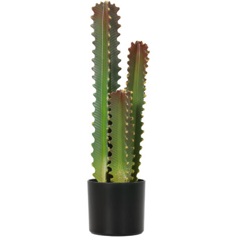 Cactus artificiel de 66 cm, plante décorative artificielle avec pot et 3 feuilles pour la décoration intérieure. (1/5)