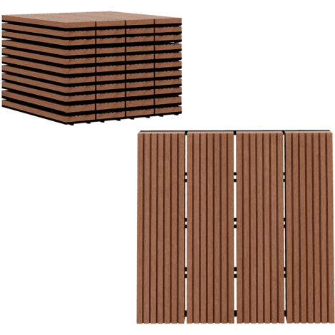 Lot de 11 carreaux de jardin/bassin de 30 x 30 x 2,2 cm, clipsables, en PEHD brun clair, pour jardin, balcon ou piscine.