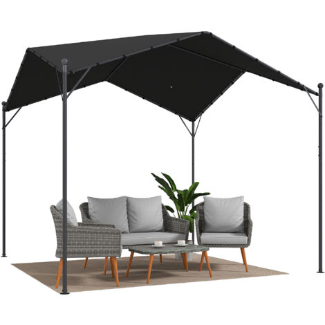 Pergola 3x3 m, hydrofuge, stable, résistante au froid, avec protection solaire et toit à pignon, entretoises triangulaires. (1/5)