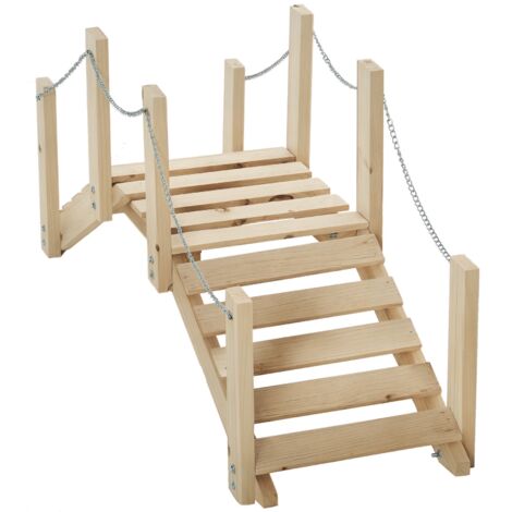 Pont de jardin en bois arqué pour un petit lac ou un étang – touche orientale et décorative