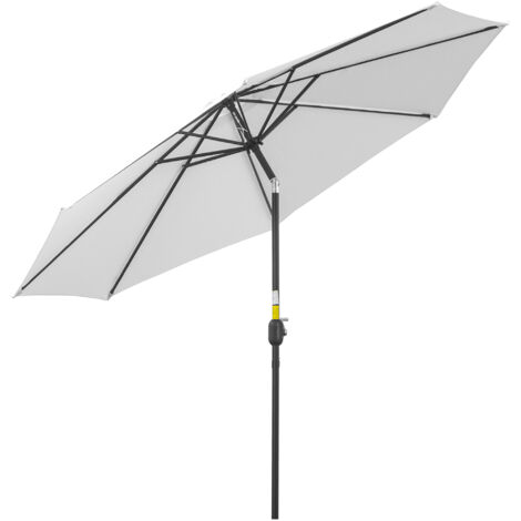 Parasol de jardin extérieur - Parasol droit inclinable Ø 3 m, structure métallique, rond, polyester 180 g/m², manivelle d'inclinaison, blanc (1/5)