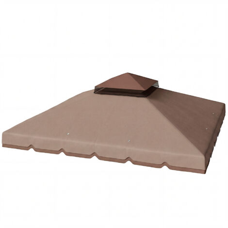 Store banne de remplacement 3x3m avec double toit, trous de drainage et protection UPF 30+. Store uniquement, armature non incluse. Couleur beige.