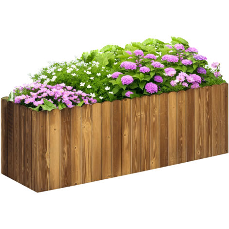 Jardinière surélevée de 172 litres, bac rectangulaire en bois, pot pour herbes aromatiques, légumes et fleurs d'extérieur (120 cm de long x 40 cm de large x 40 cm de haut) (1/5)