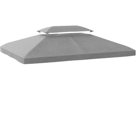 Auvent de remplacement 4x3m avec double toit, trous de drainage et protection UV - Auvent uniquement, armature gris clair NON incluse. (1/5)