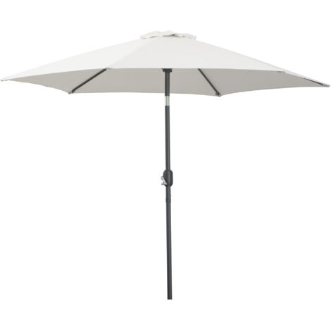Parasol de jardin de 2,6 m avec système d'inclinaison et manivelle, parasol d'extérieur avec structure en aluminium, couleur grise. (1/5)