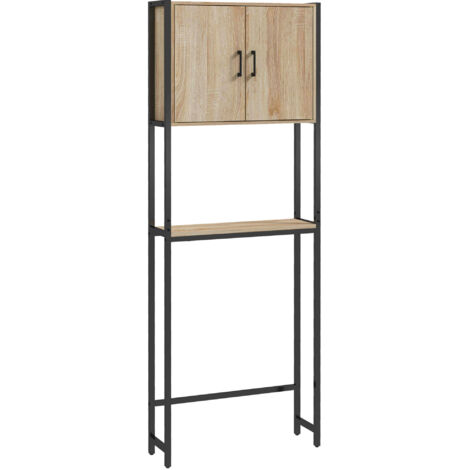 Étagère de rangement pour salle de bain, meuble de salle de bain au-dessus des toilettes, WC avec meuble à 2 portes et étagère ouverte