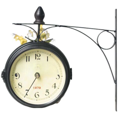Horloge murale rétro double face, horloge murale classique à suspendre pour salon, chambre ou bar (1/5)