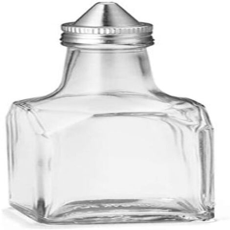 Distributeur d'huile d'olive/vinaigre à salade de 170 ml, burette carrée en verre avec bec verseur en acier inoxydable (1/4)