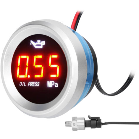 Manomètre de pression d'huile 52 mm pour voiture, affichage numérique LED, 9-35 V, capteur 1/8 NPT, fonction alarme