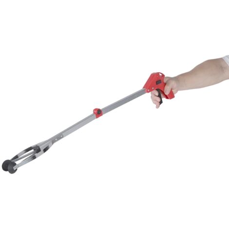 Pince à déchets pliable pour ramasser les feuilles mortes et les déchets de jardin (poignée rouge) (1/5)