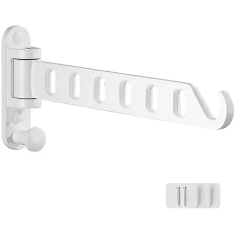 Cintre mural à bras pivotant, étendoir pour sèche-linge, crochet de rangement pliable, suspension robuste, rotation à 180°, aluminium massif (1 pièce, blanc) (1/5)