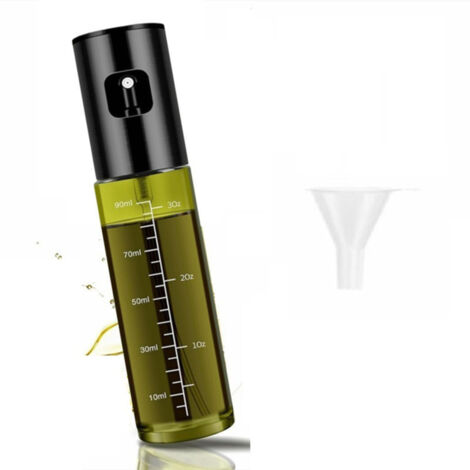 Vaporisateur d’Huile pour Cuisson 100 ml, Pulvérisateur Huile Olive Acier Inoxydable Verre Résistant à la Lumière, Gradué, Pour Air Fryer BBQ Salade
