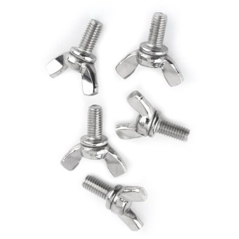 Lot 5 vis papillon acier inoxydable 304 M5x10mm, Vis à oreilles serrage manuel, Fixation résistante corrosion