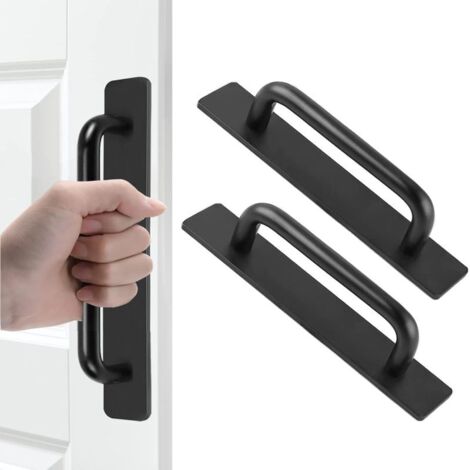 Lot de 2 poignées adhésives pour portes de placard, poignée de porte de douche en alliage d'aluminium, poignées auto-adhésives sans perçage pour placards de cuisine, commodes, tiroirs, armoires, porte (1/5)