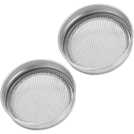 Lot de 2 couvercles filtrants en acier inoxydable pour bocaux à germination standard (70 mm / 2,8 pouces). (1/5)