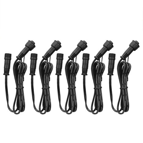 Lot de 5 rallonges pour éclairage de terrasse, 1 m (39,4 po), étanches IP67, avec connecteurs mâle et femelle, pour lampes solaires suspendues de jardin ou d'abri.