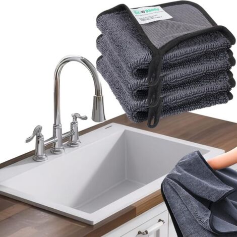 Lot de 3 lingettes nettoyantes visage éclat sans rayures, en microfibre ultra-absorbante, grises