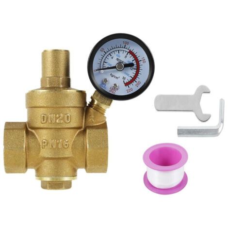 Réducteur de pression d'eau réglable en laiton Plawee 3/4 DN20 avec manomètre (1/5)