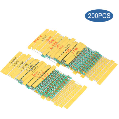 Kit d'assortiment d'inductances annulaires chromatiques φ0510 DIP (20 pièces) - Tolérance ±10 % - Puissance 1 W - Inductances 1/10/100/2,2/22/220/3,3/33/330/4,7/47/470/6,8/680/15/150 µH (1/2,2/3,3/4,7