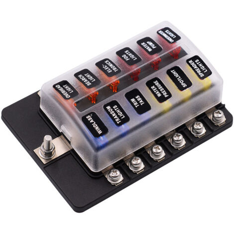 Boîte à fusibles 12 voies, bloc de fusibles avec indicateur d'avertissement LED, couvercle étanche pour voiture, bateau, camping-car, 12-32 V CC (1/5)