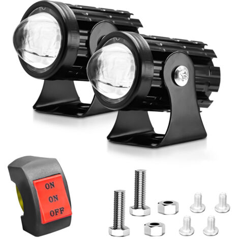 Phares antibrouillard LED pour moto, 2 pièces, 60 W, blanc et jaune, projecteurs auxiliaires étanches pour voiture, tracteur, camion, quad, SSV, SUV, bateau