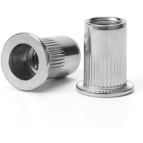 Lot de 30 écrous à sertir M10 – Insert fileté à tête plate en acier inoxydable 304 – Fixation robuste pour assemblage mécanique