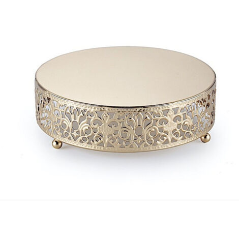 Présentoir à gâteaux rond en métal doré de 14 pouces pour cupcakes et desserts (idéal pour mariages, fêtes, anniversaires, baby showers, anniversaires de mariage) (1/4)