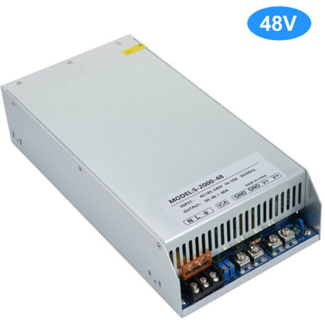 Alimentation 48V 40A 2000W, transformateur AC 185-240V vers DC, double ventilateur, protection