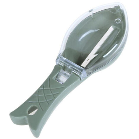 Écaillage de poisson avec couvercle, brosse pour nettoyer et peler le poisson, et récupérateur d'écailles.