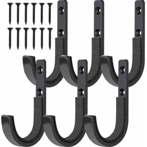 Lot 6 supports muraux inox pour fusils carabines, crochets avec feutre anti-rayures, vis incluses (1/5)