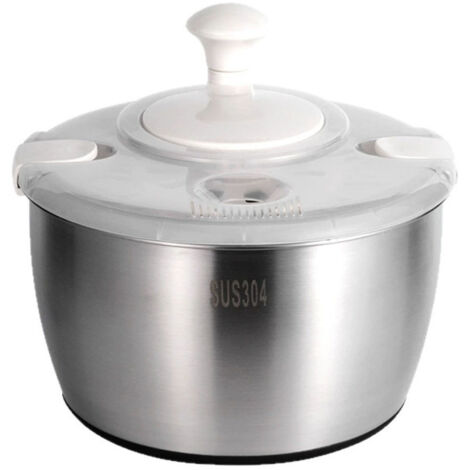Essoreuse à salade grande capacité (6,3 L), essoreuse manuelle pour la préparation des légumes, essoreuse à fruits et légumes à pompe à une main avec bol et passoire, compatible lave-vaisselle.