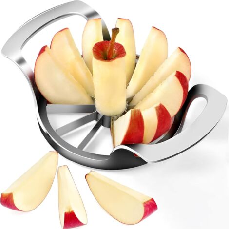 Coupe-pommes 8 lames acier inoxydable avec éplucheur intégré vert, découpeur de fruits 8 parts