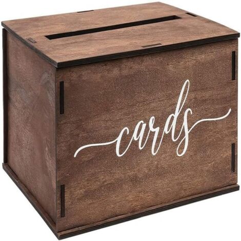 Boîte cadeau de mariage vintage en bois, boîte de rangement décorative de bureau pour café