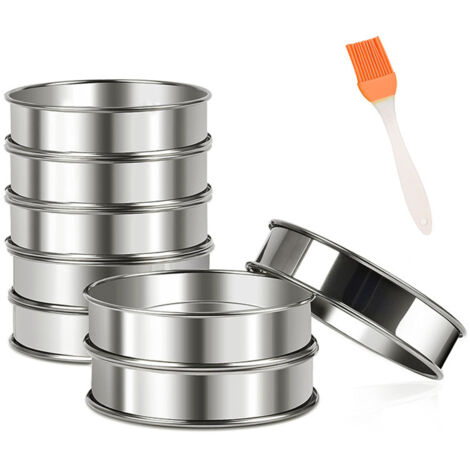 Lot de 8 cercles à crumpets en acier inoxydable de 10 cm (4 pouces), moules à tartelettes doublement roulés, anneaux de cuisson pour pâtisserie