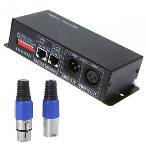 Contrôleur LED DMX 3 canaux 12-24V 8A, décodeur DMX512 pour ruban RGB, XLR RJ45