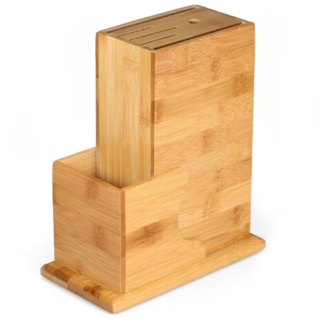 Bloc à couteaux, porte-couteaux, support à couteaux naturel, range-couteaux de cuisine, organisateur de rangement pour couteaux à 6 emplacements