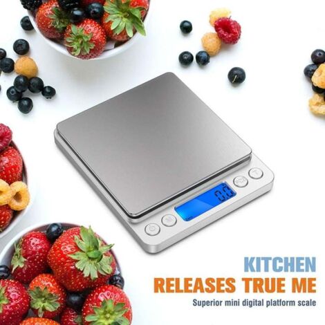 Balance de cuisine numérique de haute précision avec affichage LCD, pesée en grammes et en onces (3 kg/0,1 g). Idéale pour la cuisine et la pâtisserie.