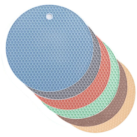 Lot 6 dessous de plat silicone antidérapants couleurs assorties, maniques, ouvre-bocal, repose-cuillère (1/5)