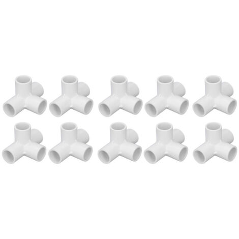 Lot de 10 raccords de tuyauterie en PVC 0,8 pouce, coudes à 4 voies, blancs, pour le raccordement de meubles et de tentes. (1/5)