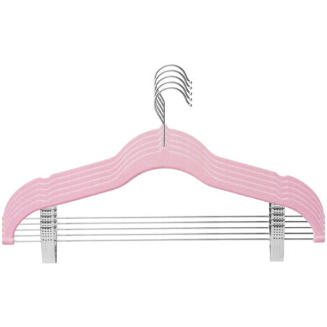 Lot de 5 ou 10 cintres à pinces mobiles en velours ultra-fin et antidérapant pour jupes et pantalons, idéal pour la maison et les voyages. (1/5)