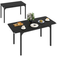 Table de salle à manger pliante et extensible pour 4 à 6 personnes, pieds en acier, idéale pour les petits espaces, salle à manger, noire