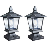 Lot de 2 bornes solaires IP65 pour jardin/villa , Batterie lithium intégrée